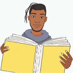 Free book club clipart of a black man reading